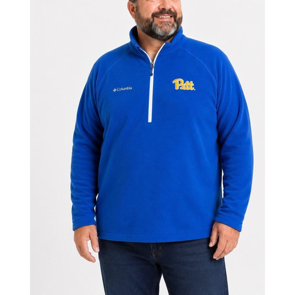 Columbia Pitt Panthers Fleece Pullover Mens XL Blue 1/4 Zip Sporty Collegiate
